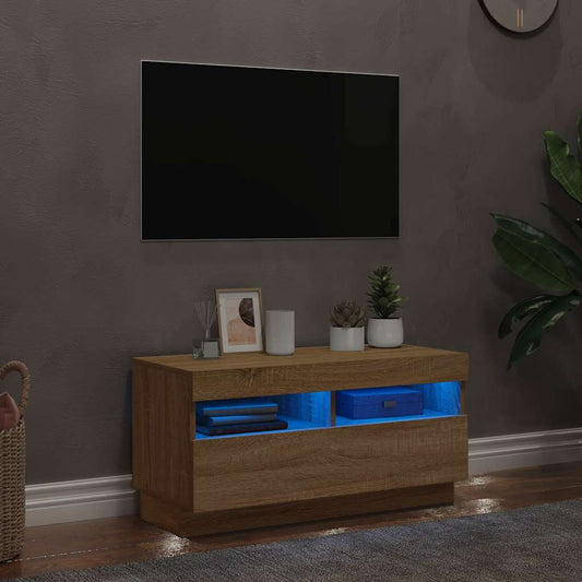 804448 vidaXL TV Cabinet with LED Lights Sonoma Oak 80x35x40 cm