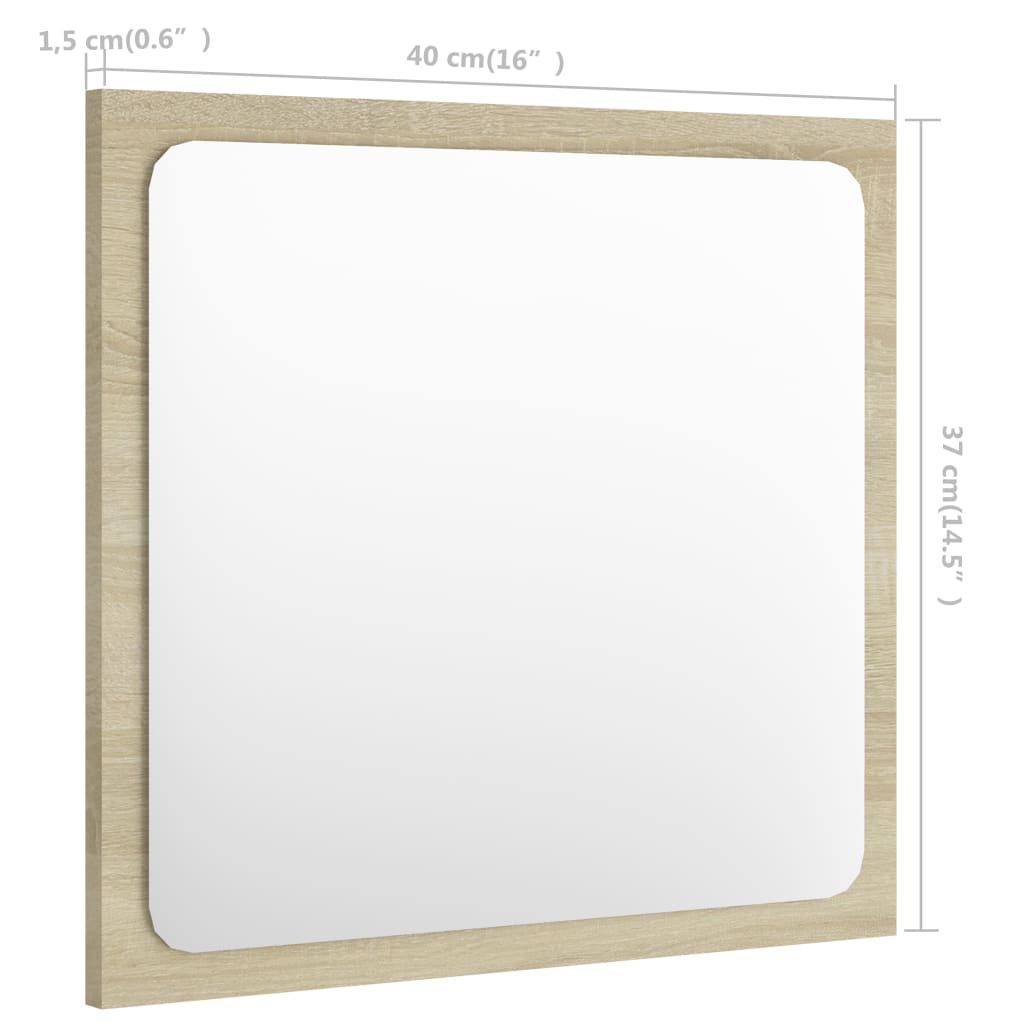 Bathroom Mirror Sonoma Oak 15.7"x0.6"x14.6" Engineered Wood