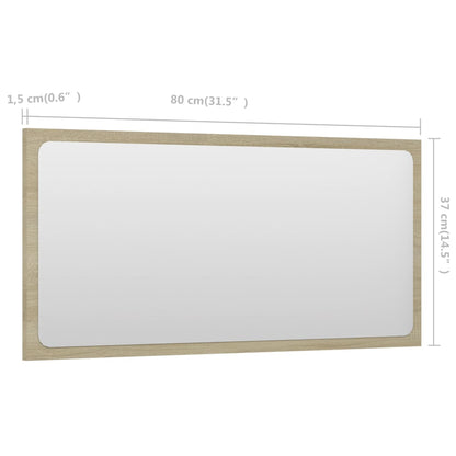 Bathroom Mirror Sonoma Oak 31.5"x0.6"x14.6" Engineered Wood