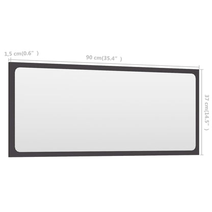 vidaXL Mirror Grey Engineered wood, acrylic 35 x 14 in Mirror
