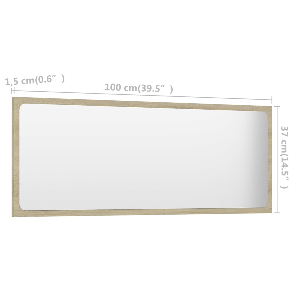 Bathroom Mirror Sonoma Oak 100x1.5x37 cm Engineered Wood