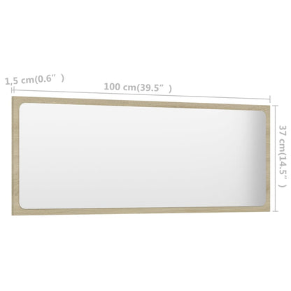 Bathroom Mirror Sonoma Oak 100x1.5x37 cm Engineered Wood