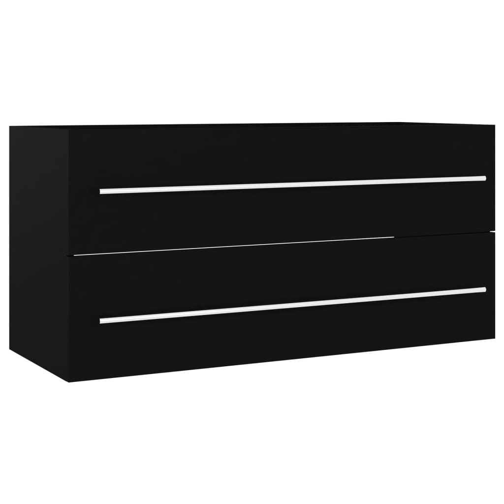 Sink Cabinet | Black | Engineered Wood | 100 cm x 38.5 cm x 48 cm | Sleek