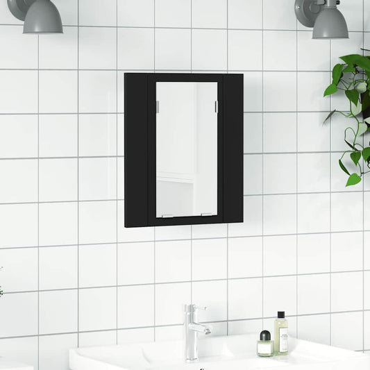 LED Mirror Cabinet | Black | Engineered Wood | 40x12x45 cm