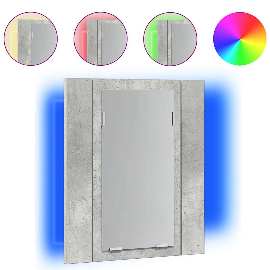 LED Bathroom Mirror Cabinet Concrete Grey 40x12x45 cm Acrylic