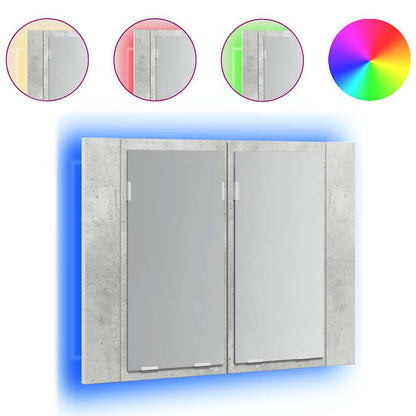 Led Mirror Cabinet | Concrete grey | Engineered wood | 60 x 12 x 45 cm