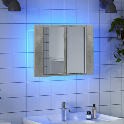 Led Mirror Cabinet | Concrete grey | Engineered wood | 60 x 12 x 45 cm