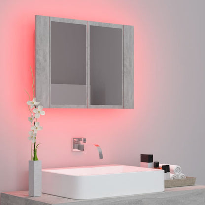 Led Mirror Cabinet | Concrete grey | Engineered wood | 60 x 12 x 45 cm