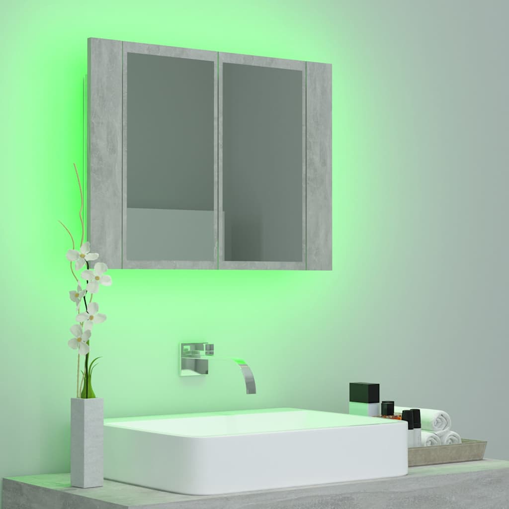 Led Mirror Cabinet | Concrete grey | Engineered wood | 60 x 12 x 45 cm