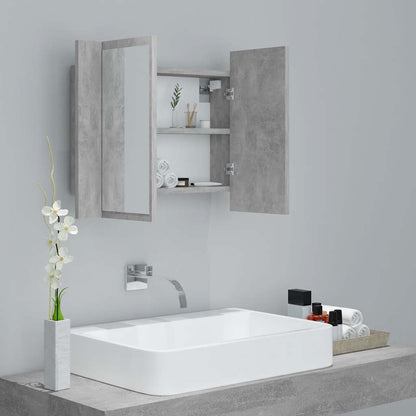 Led Mirror Cabinet | Concrete grey | Engineered wood | 60 x 12 x 45 cm