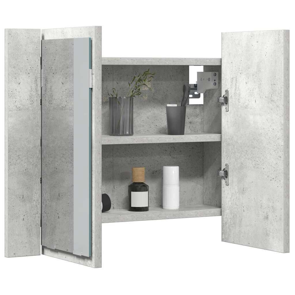 Led Mirror Cabinet | Concrete grey | Engineered wood | 60 x 12 x 45 cm