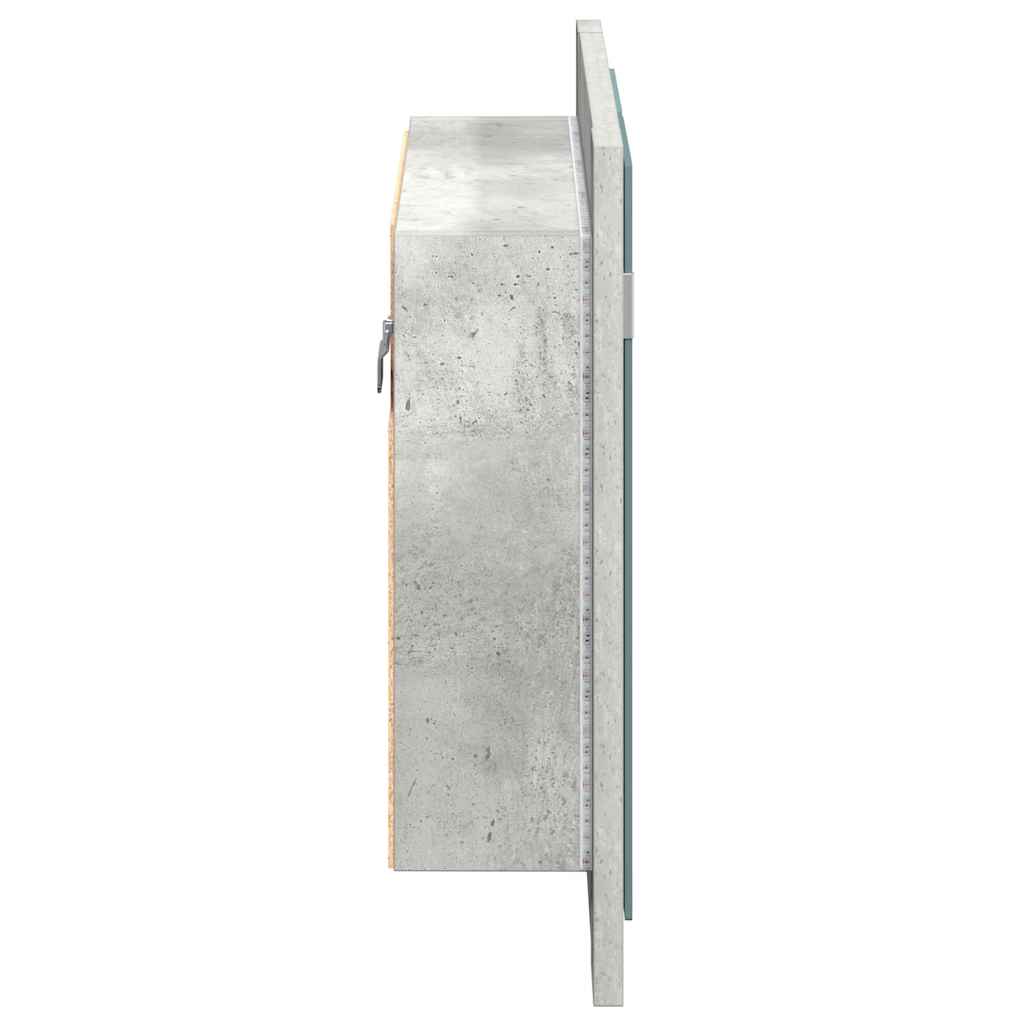 Led Mirror Cabinet | Concrete grey | Engineered wood | 60 x 12 x 45 cm