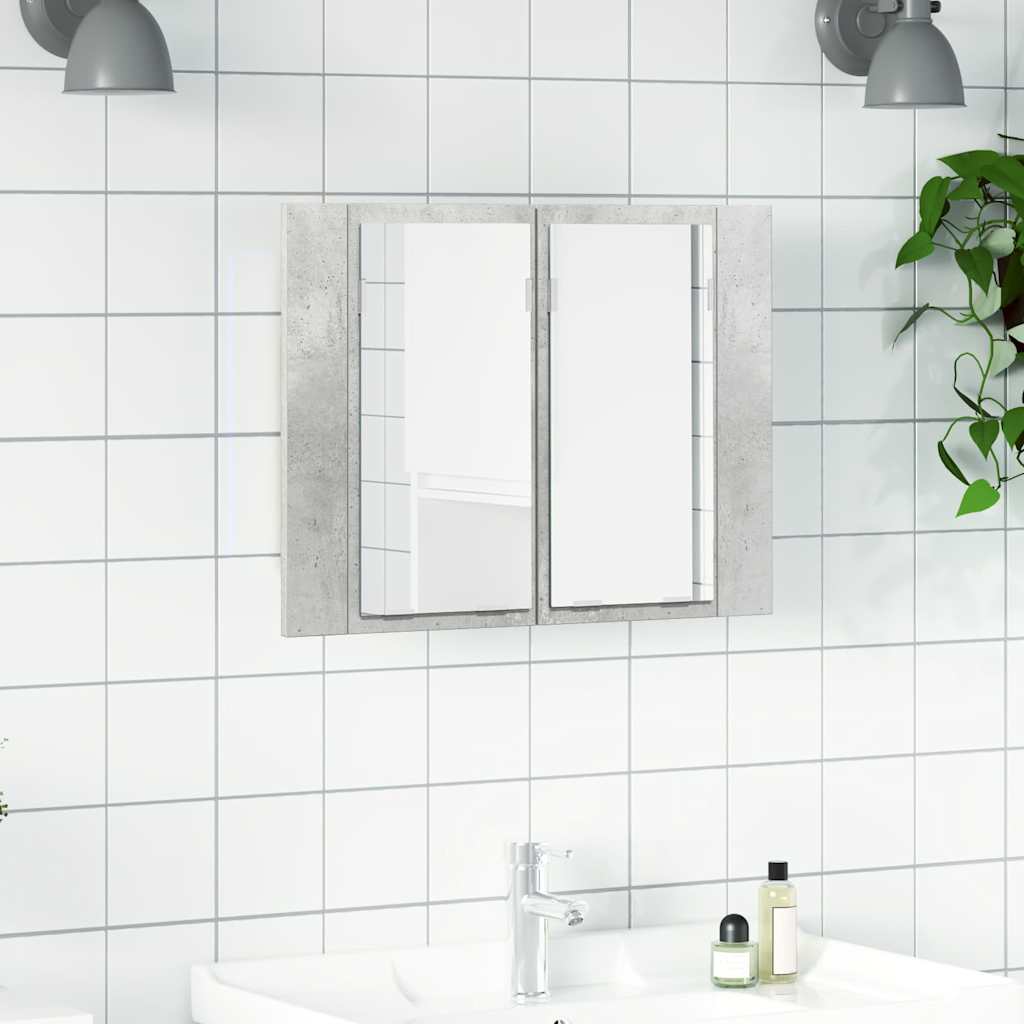 Led Mirror Cabinet | Concrete grey | Engineered wood | 60 x 12 x 45 cm