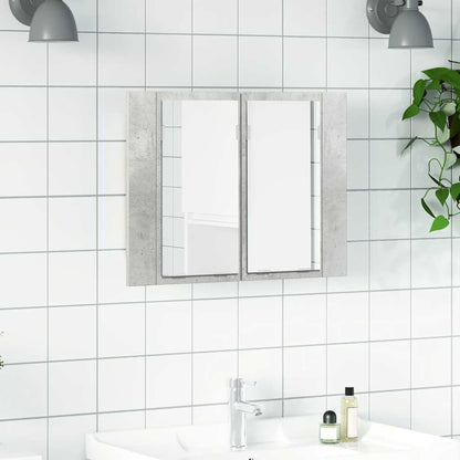 Led Mirror Cabinet | Concrete grey | Engineered wood | 60 x 12 x 45 cm