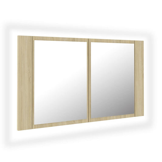 Led Mirror Cabinet | Sonoma oak | Engineered wood | 80 x 12 x 45 cm