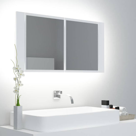 Led Mirror Cabinet | White | Engineered wood, acrylic | 90 x 12 x 45 cm