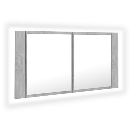 Led Mirror Cabinet | Concrete grey | Engineered wood, Acrylic