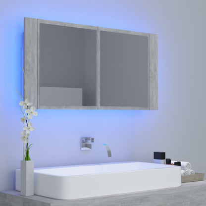 Led Mirror Cabinet | Concrete grey | Engineered wood, Acrylic