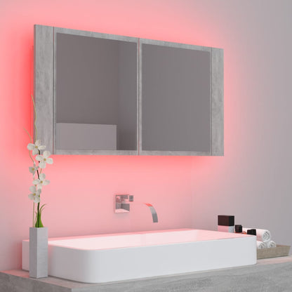 Led Mirror Cabinet | Concrete grey | Engineered wood, Acrylic