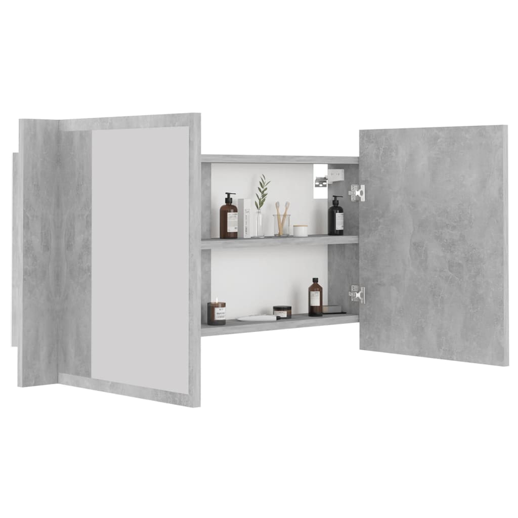 Led Mirror Cabinet | Concrete grey | Engineered wood, Acrylic