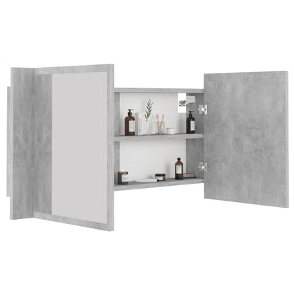 Led Mirror Cabinet | Concrete grey | Engineered wood, Acrylic