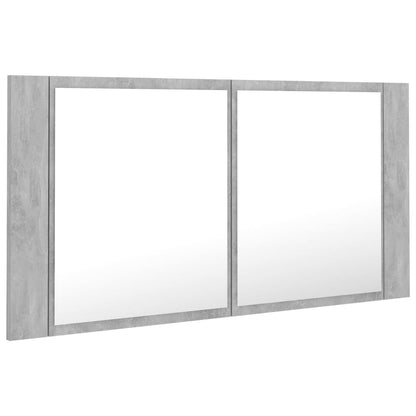 Led Mirror Cabinet | Concrete grey | Engineered wood, Acrylic