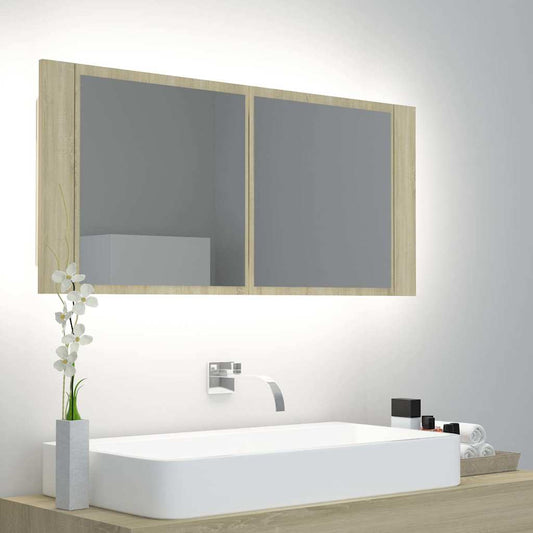 Led Mirror Cabinet | Sonoma Oak | Engineered wood, acrylic | Medium