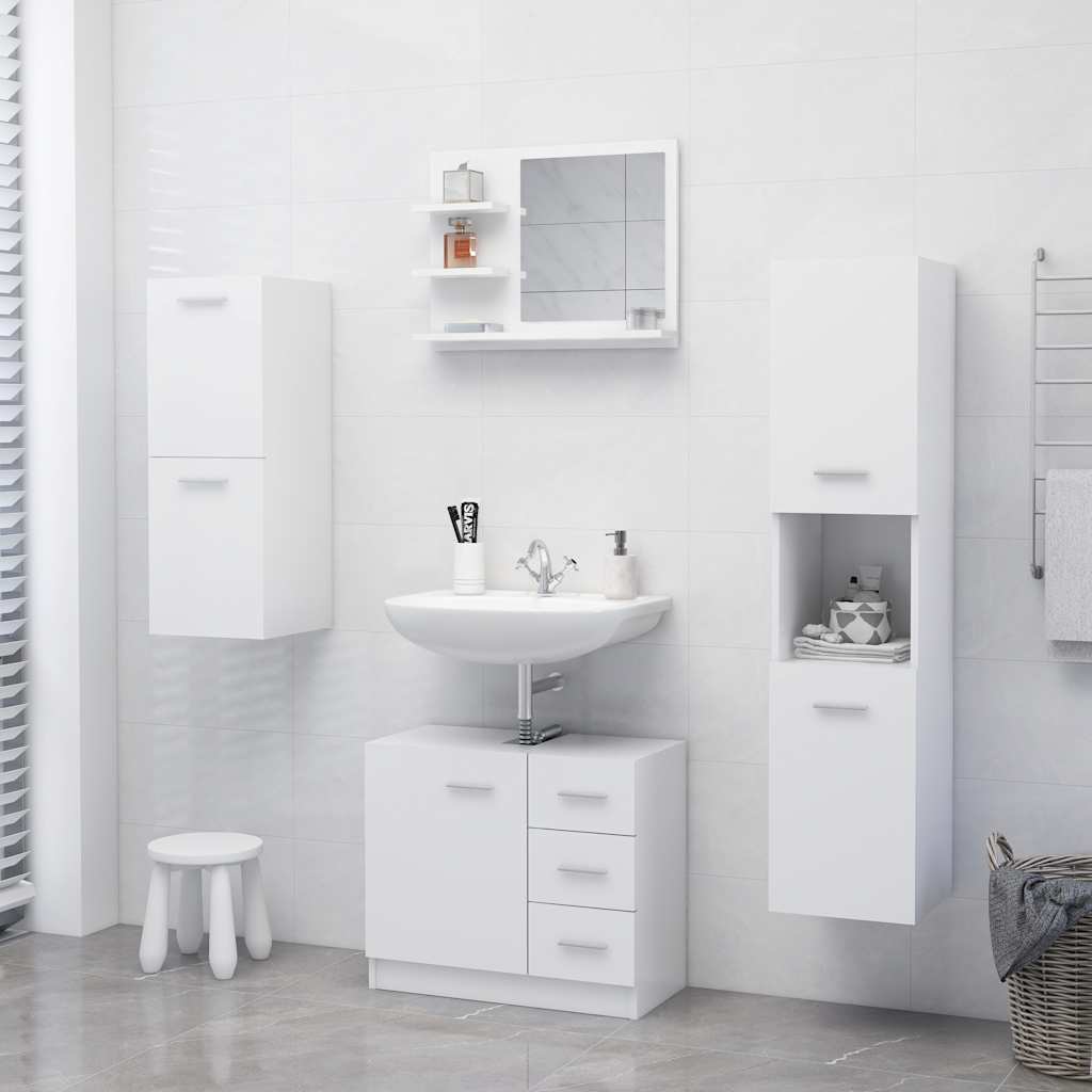 Bathroom Mirror White 23.6"x4.1"x17.7" Engineered Wood