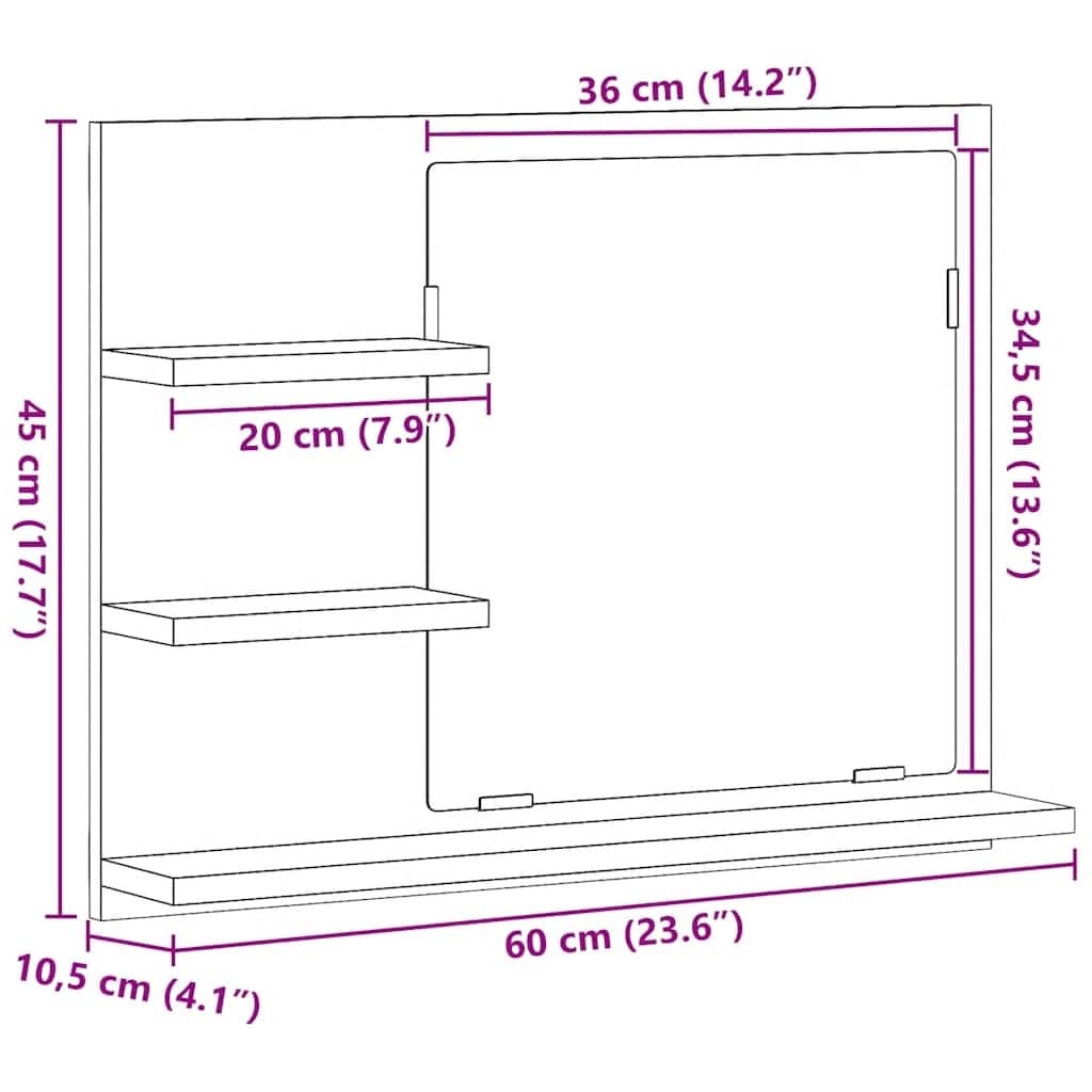 Bathroom Mirror White 23.6"x4.1"x17.7" Engineered Wood
