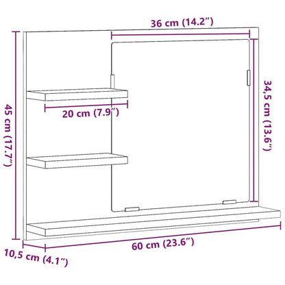 Bathroom Mirror White 23.6"x4.1"x17.7" Engineered Wood
