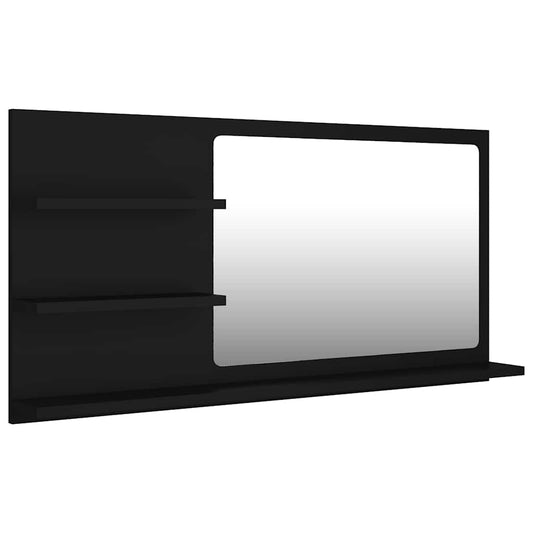 Mirror | Black | Engineered wood, acrylic | 90x10.5x45 cm | Shelving