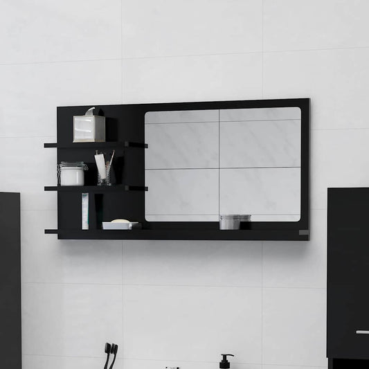 Mirror | Black | Engineered wood, acrylic | 90x10.5x45 cm | Shelving