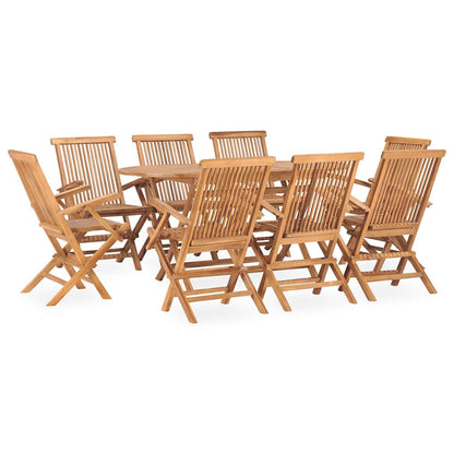 9 Piece Folding Outdoor Dining Set Solid Teak Wood