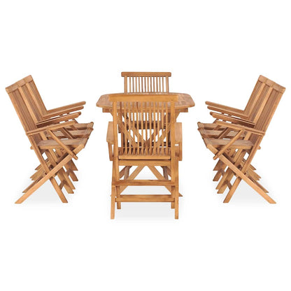 9 Piece Folding Outdoor Dining Set Solid Teak Wood