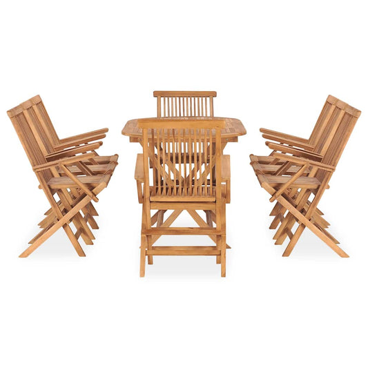 9 Piece Folding Outdoor Dining Set Solid Teak Wood