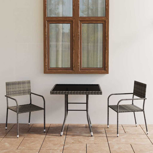 3 Piece Garden Dining Set Poly Rattan Anthracite & Grey