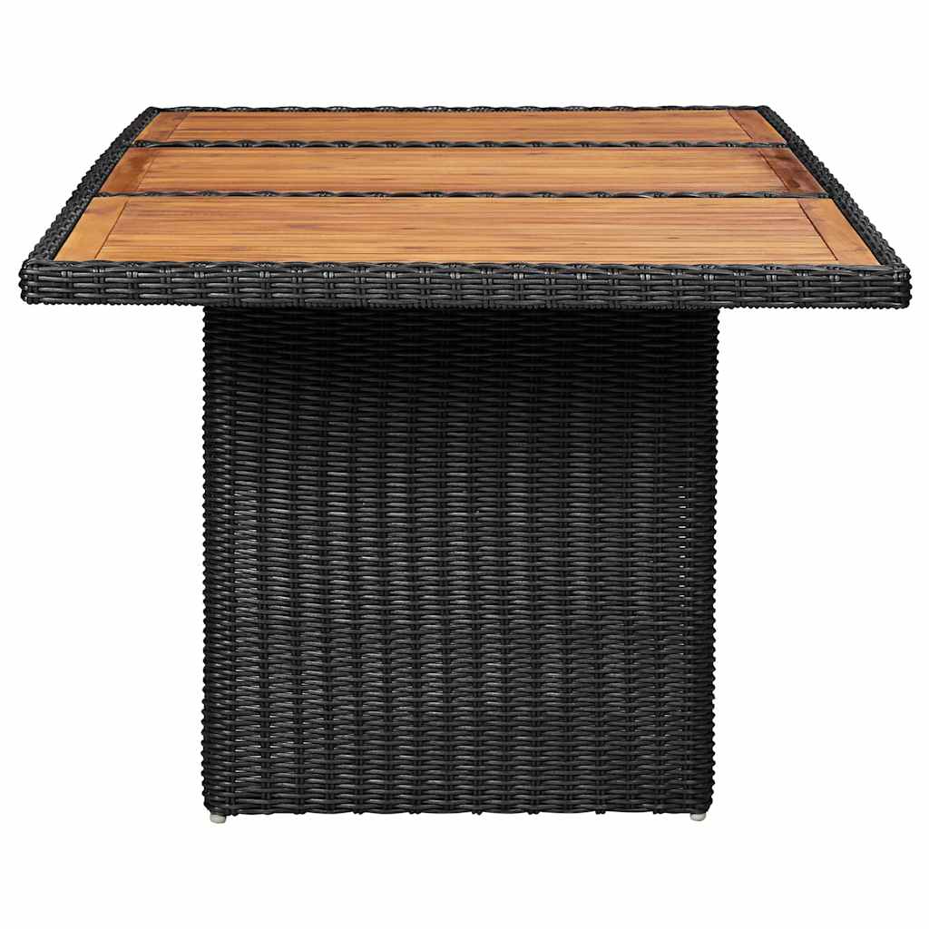 7 Piece Patio Dining Set Poly Rattan Black
