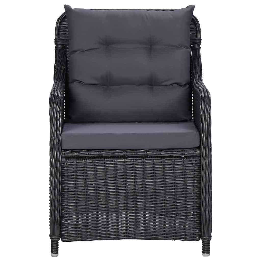7 Piece Patio Dining Set Poly Rattan Black