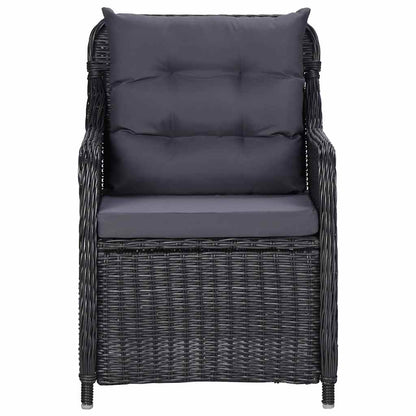 7 Piece Patio Dining Set Poly Rattan Black