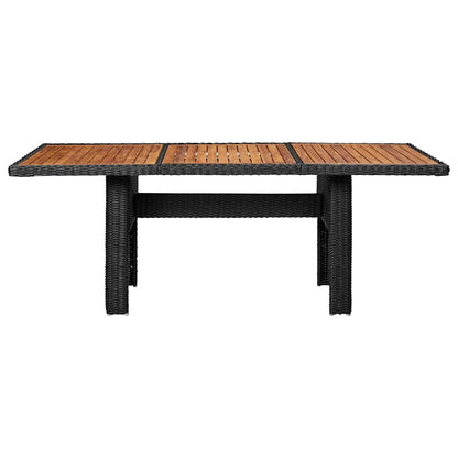 7 Piece Patio Dining Set Poly Rattan Black