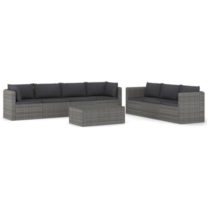 8 Piece Patio Lounge Set with Cushions Poly Rattan Gray