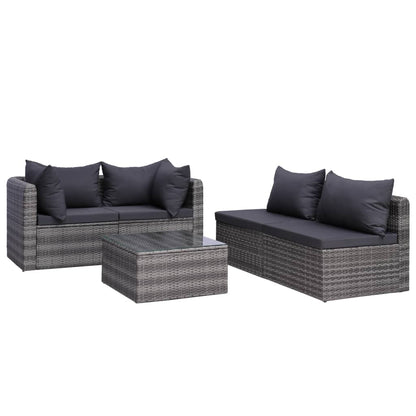 8 Piece Patio Lounge Set with Cushions Poly Rattan Gray