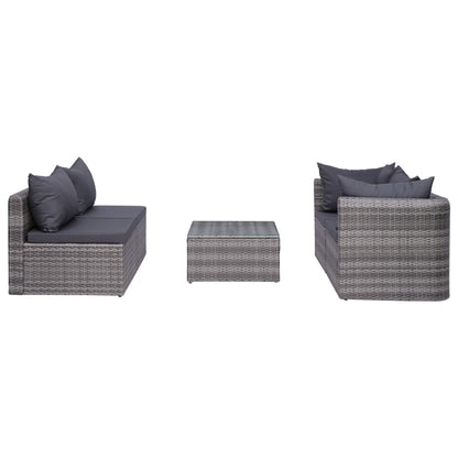 8 Piece Patio Lounge Set with Cushions Poly Rattan Gray