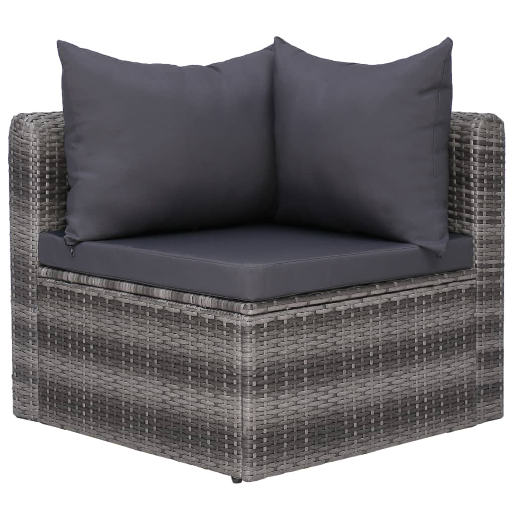 8 Piece Patio Lounge Set with Cushions Poly Rattan Gray