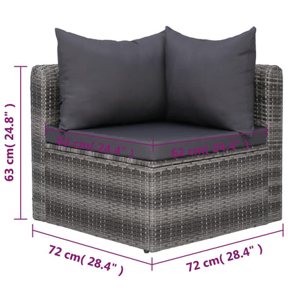 8 Piece Patio Lounge Set with Cushions Poly Rattan Gray