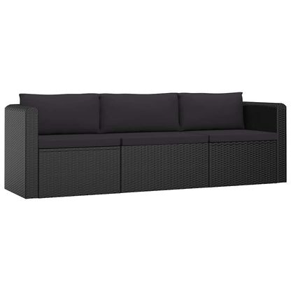 10 Piece Patio Lounge Set with Cushions Poly Rattan Black