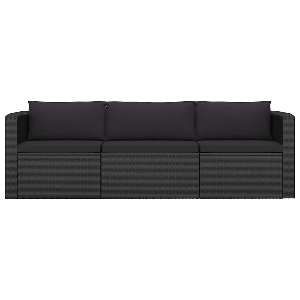 10 Piece Patio Lounge Set with Cushions Poly Rattan Black
