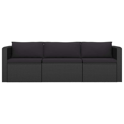 10 Piece Patio Lounge Set with Cushions Poly Rattan Black