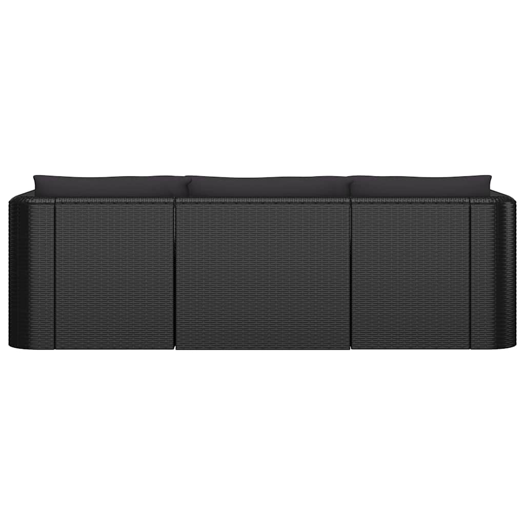10 Piece Patio Lounge Set with Cushions Poly Rattan Black
