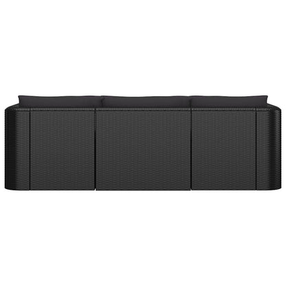 10 Piece Patio Lounge Set with Cushions Poly Rattan Black